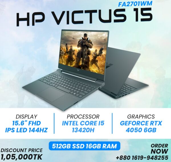 HP Victus 15-FA2701WM  i5 13th Gen 16GB with RTX 4050 6GB Laptop