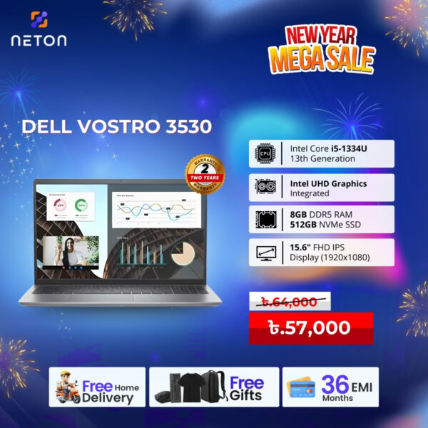 Dell Vostro 3530 Intel Core i5 13th Gen 8GB RAM 512GB SSD 14″ FHD Display
